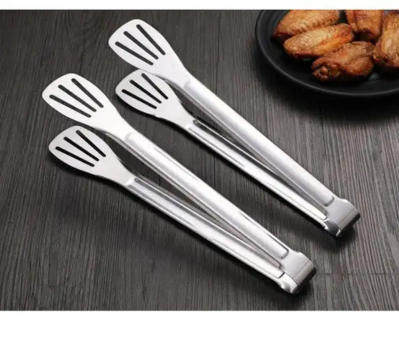 304加厚食品级不锈钢夹烹饪夹油炸夹子牛排夹食品夹烧烤野炊夹子9寸