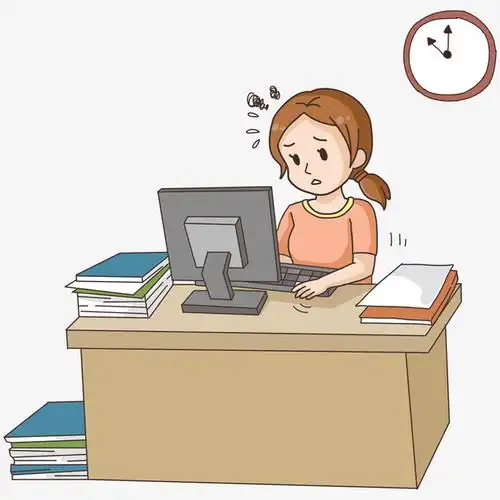 卡通手绘深夜加班插画
