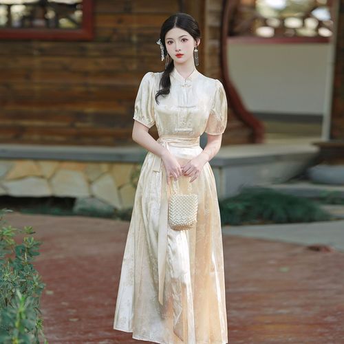 夏季新中式轻国风显瘦上衣改良提花马面裙套装两件套端女宋制汉服