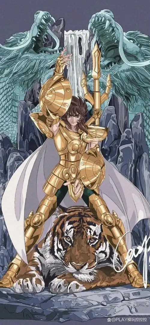 背景是亮点,圣斗士星矢12黄金圣斗士角色插画