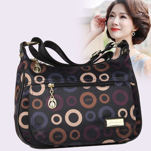 韩版女式中老年人斜挎包帆布包中年女士妈妈单肩斜跨包牛津布女包