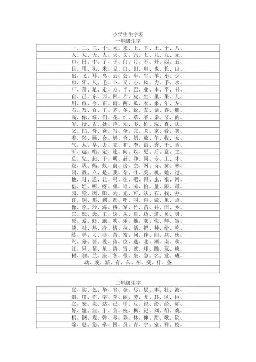 小学生生字表