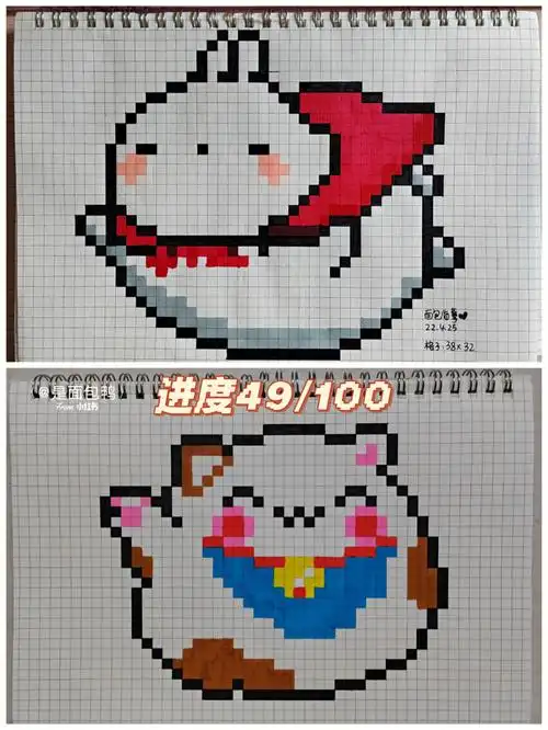 像素画临摹   #拼豆  #兔兔#格子画