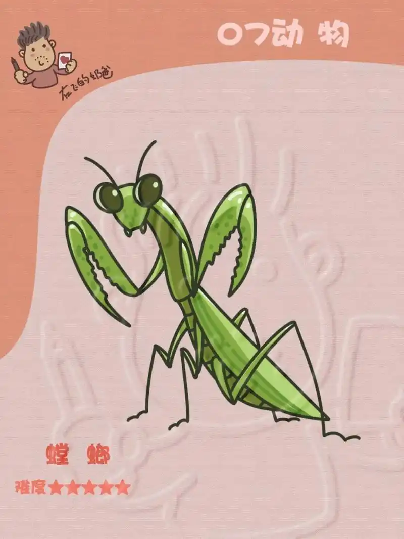 螳螂 简笔画 帅气的小虫子 #少儿美术# #简笔画教程# #手抄报##黑板报