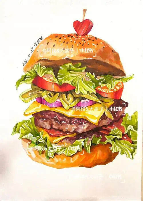 马克笔手绘食物手绘插画高考设计步骤