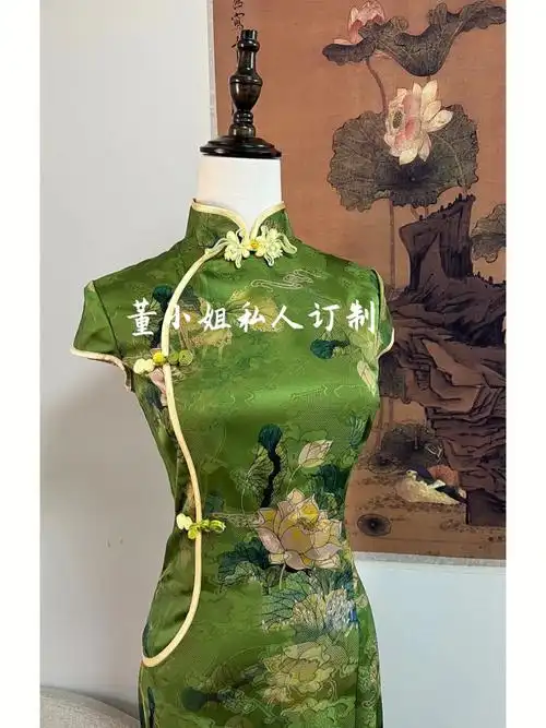 红云纱旗袍香云纱琵琶襟