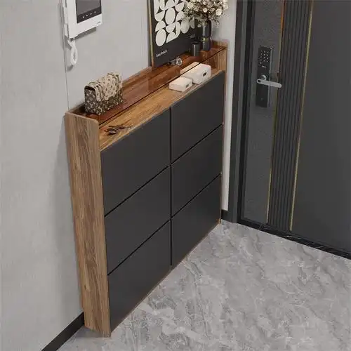 轻奢超薄翻斗鞋柜17cm小户型家用门口超大容量入户门后靠墙柜意式