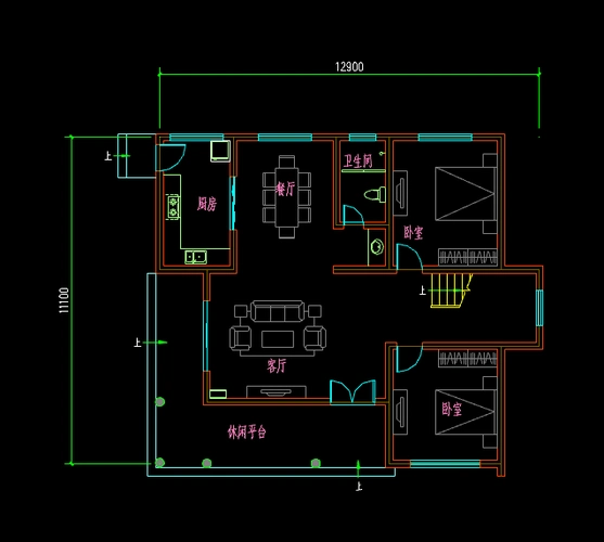 【现代公寓】农村雅致风格现代别墅图纸 三室二厅 12.9*11.