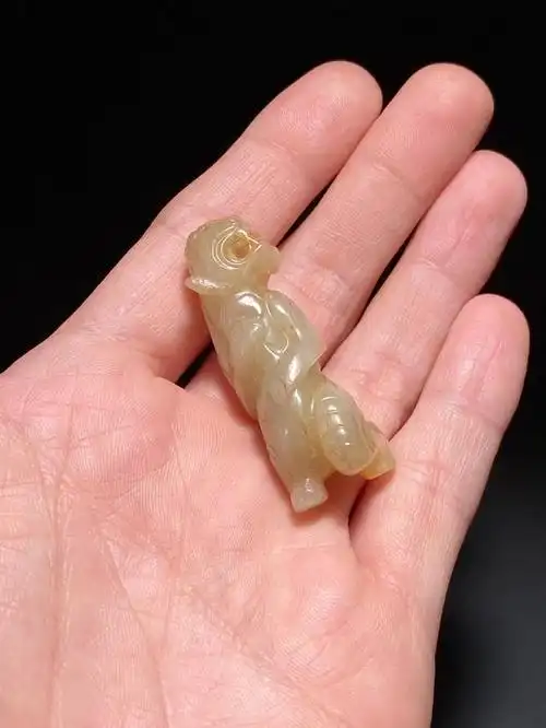 宋 和田玉籽料 白玉 方相氏 挂件 玉勒 把件