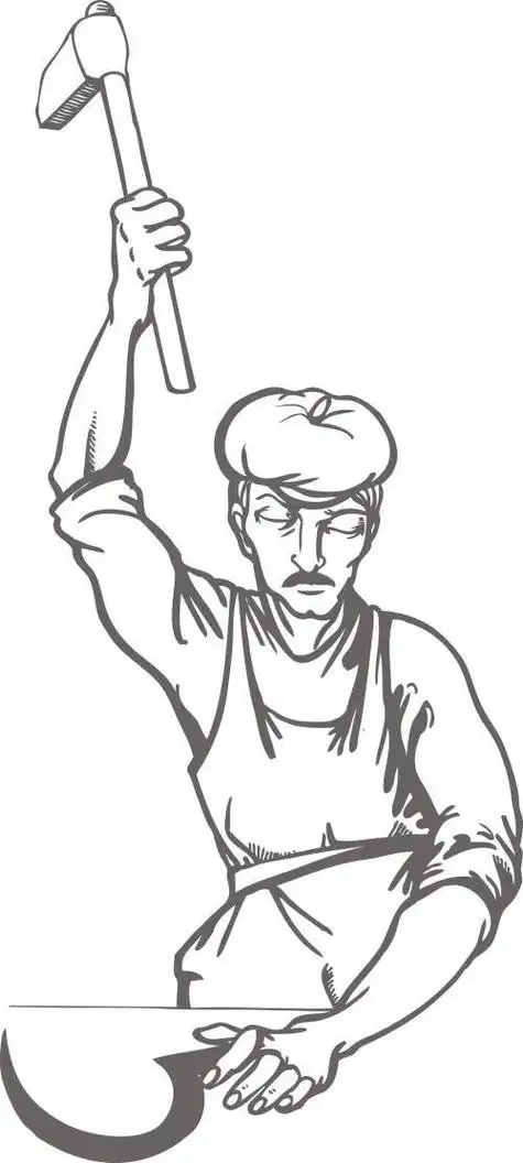 铁匠炼铁简笔画铁匠大人简笔画-简笔画大全工匠人简笔画