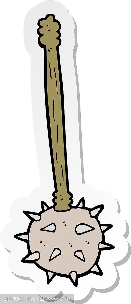 中世纪卡通狼牙棒贴纸
