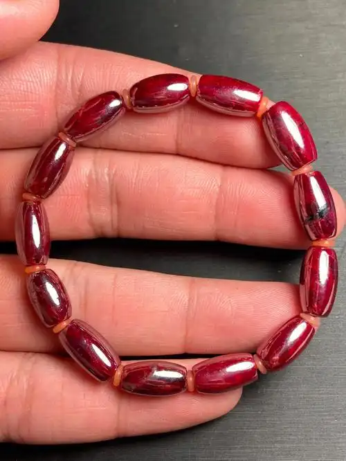 纯天然无优化朱砂原矿颗颗透光原矿手串