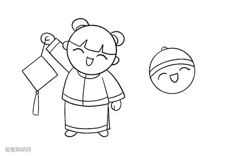 庆新年简笔画教你画可爱的中国娃