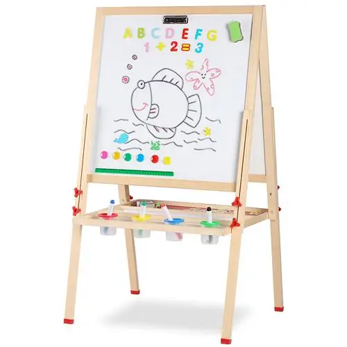 巧之木(qzmtoy)儿童画画板写字板玩具黑板白板家用 双面磁性可升降