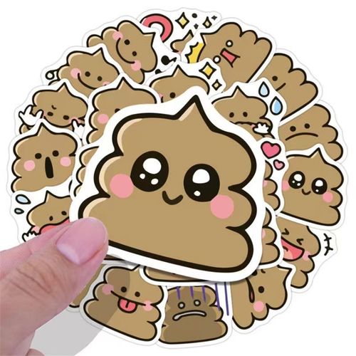 40张恶搞便便可爱表情贴纸卡通臭粑粑搞怪手账素材水杯手机贴画in