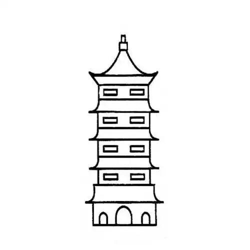 天宁宝塔风景简笔画