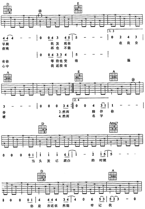 然而吉他谱图片
