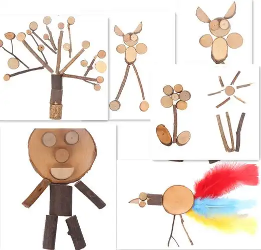 自然材料创意木片树枝幼儿园手工手工制制作材料区其他手工制作