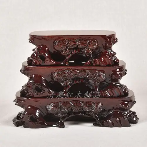 松花长条套三椭圆奇石玉石底座红木雕刻镂空工艺品摆件厂家直销