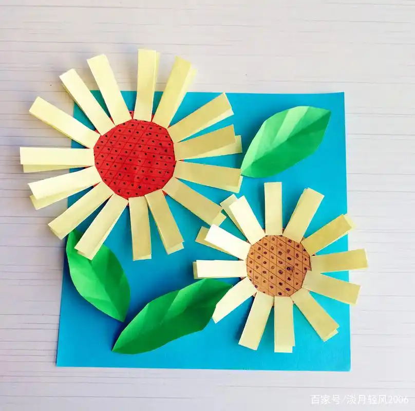 幼儿小手工,简单卡纸手工,用彩色卡纸粘贴向日葵画,好学又漂亮
