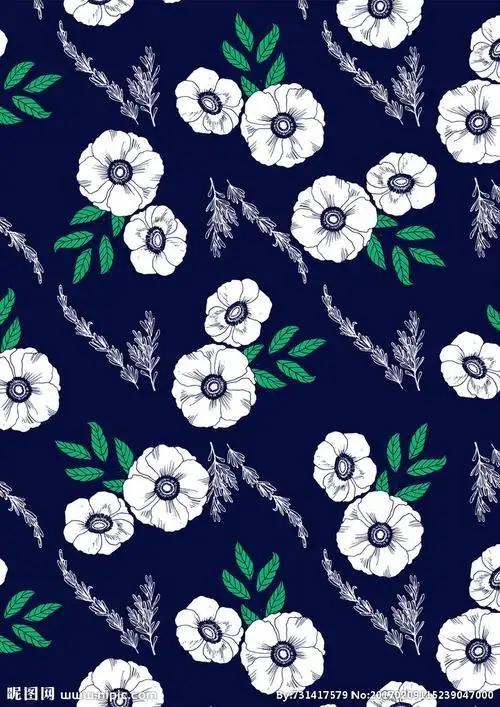 雅致花卉图案 白色花卉图案 朴素花朵图案 素雅白色花卉 家纺印花图案