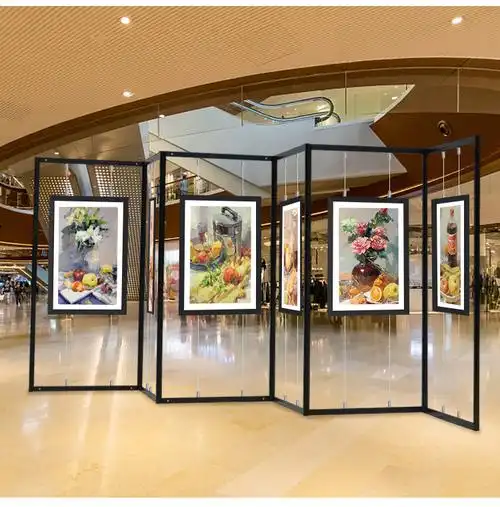 折叠书画展板幼儿园书法作品屏风展览板美术字画摄影展示架八棱柱60