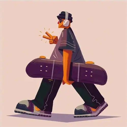 风格超棒的滑板少年字母造型插画