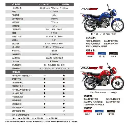 豪爵hj15027ddh150s