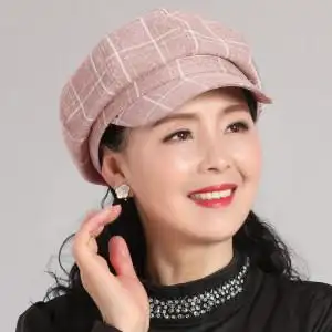八角帽春秋女士中年妈妈秋季女帽中老年女秋天时尚秋英伦洋气帽子
