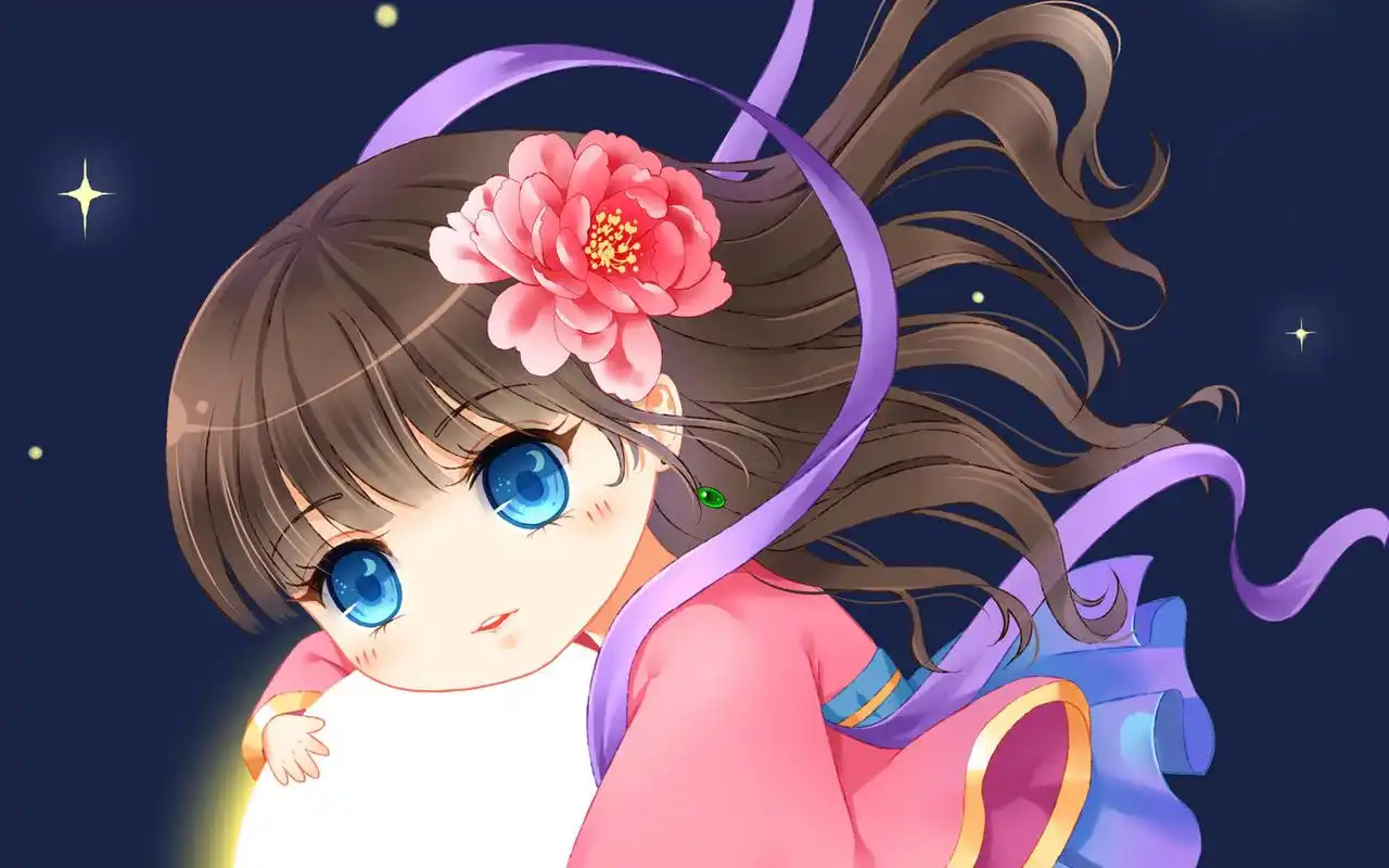 手绘动漫可爱女孩图片桌面壁纸大全下载高清大图预览1920x1200_卡通