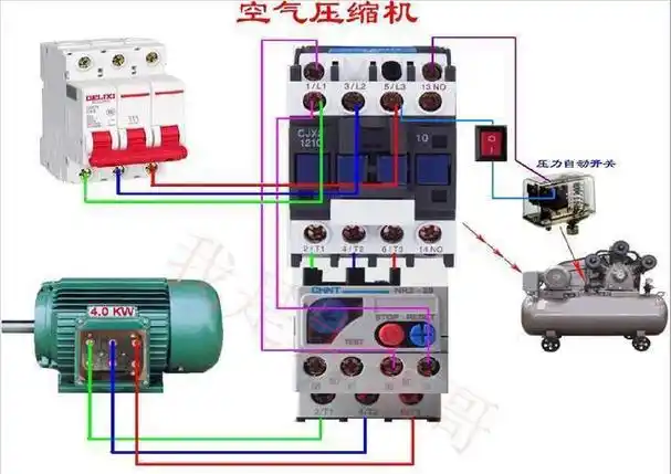 气泵和空压机傻傻的分不清楚,空压机怎么接线?一张实物参考图
