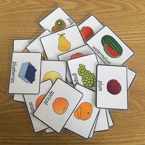 英语卡片防水水果卡22张英文单词卡早教启蒙认知闪卡课堂互动教具