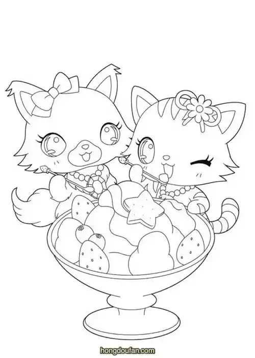 10张有趣可爱的二次元猫咪少女漫画涂色图片免费下载