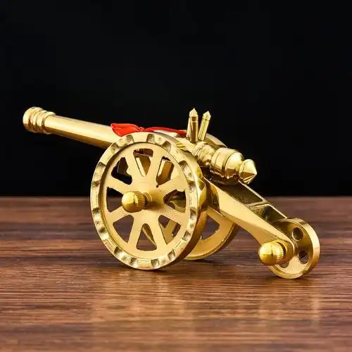 黄铜大炮模型办公室桌面摆件创意现代橱窗手工艺礼品时尚 12寸铜大炮
