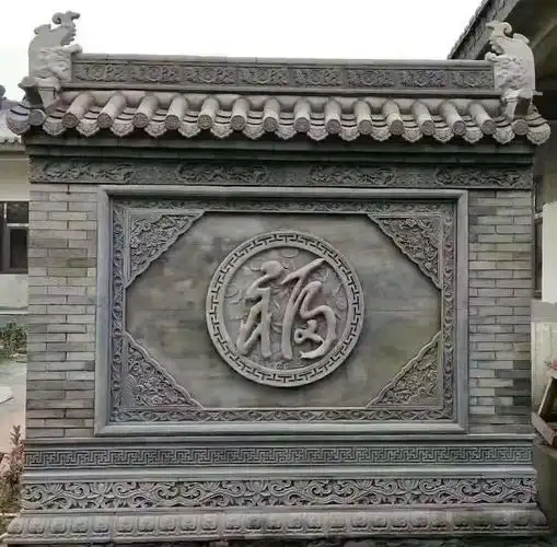 34cmx34cmx3cm 鑫隆仿古古建砖雕角花中式透窗扇形镂空围墙四合院影壁