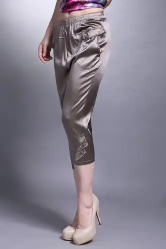 2014年新款高档真丝裤丝绸女裤中老年妈妈装9分裤桑蚕丝正品b-09