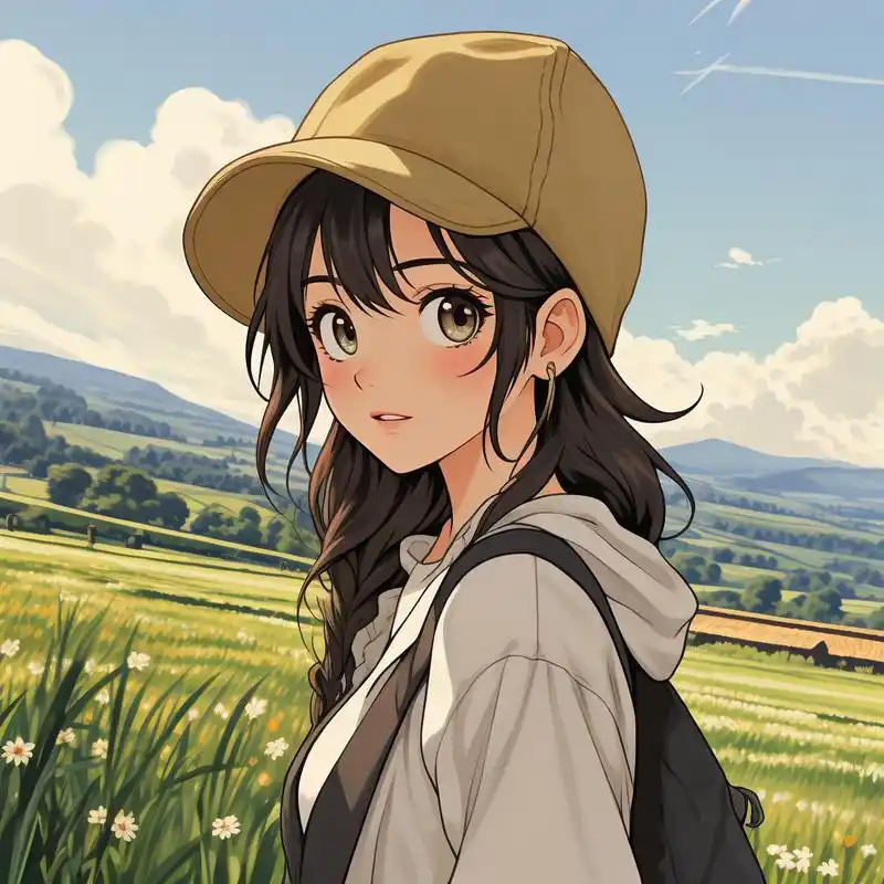 吉卜力色彩头像女,鸭舌帽风格独特 探索吉卜力色彩的魅力,这款头像