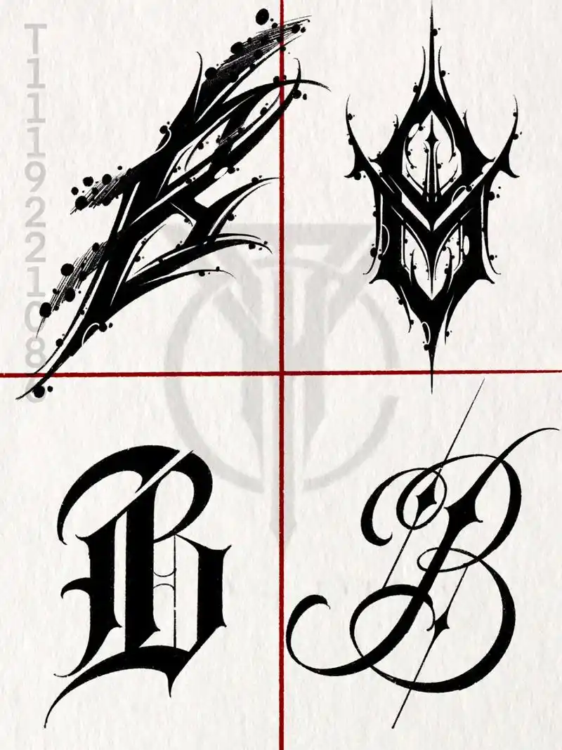 26字母|b| 暗黑—哥特—对称—奇卡诺 其实每一个风格都不止一种蟹è