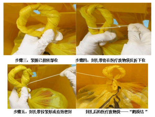 黄色医疗废物封口扎带标签贴医用垃圾袋扎袋带吊牌警告标志标识贴