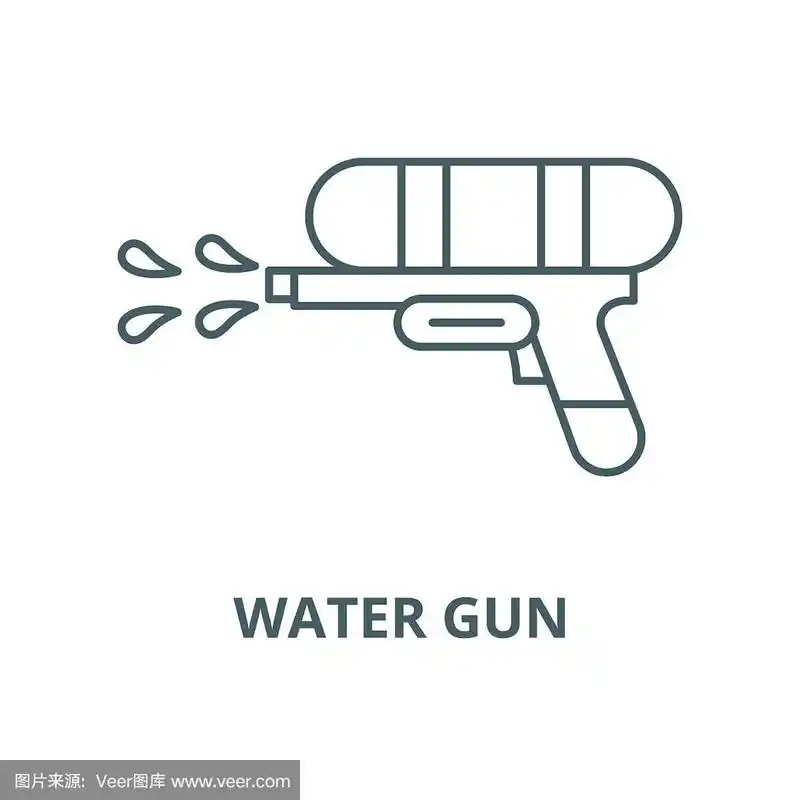 水枪矢量线图标,线性概念,轮廓符号,符号