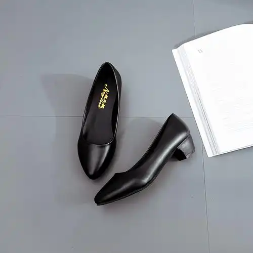 白色舒适面试礼仪皮鞋单鞋工作鞋空乘