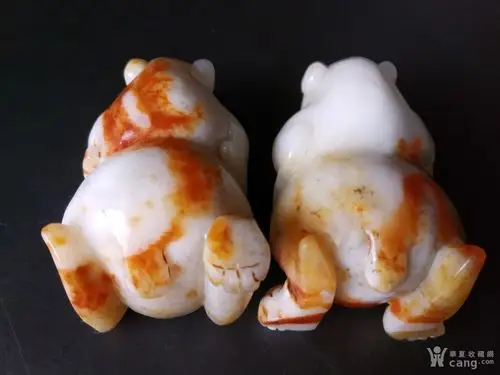 明清玉熊摆件一对