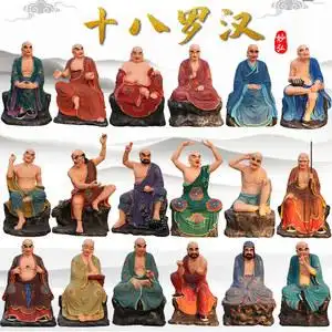 定做寺庙十八罗汉佛像 树脂玻璃钢鎏金彩绘十八罗汉神像 达摩罗汉