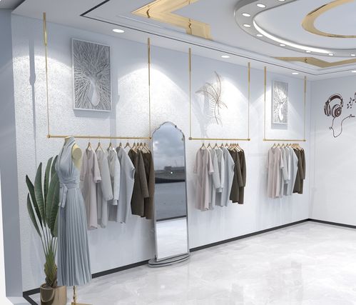 不锈钢婚纱服装展示架女装店上墙u型挂衣杆玫瑰金色吊顶悬挂衣架