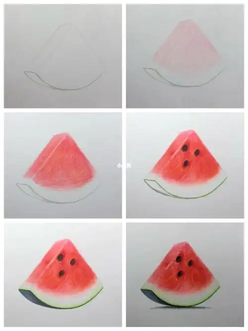 彩铅西瓜绘画过程图分享步骤图