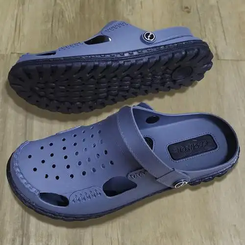 洞洞男款越南凉鞋天然橡胶乳胶包头休闲防滑沙滩鞋