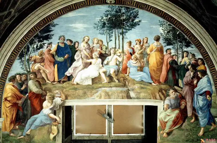 拉斐尔名画《诗坛/帕那苏斯山》高清图片赏析