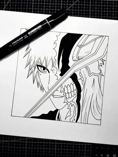 96今天画死神系列～黑崎一护96【动漫人物手绘教程】73①画九宫