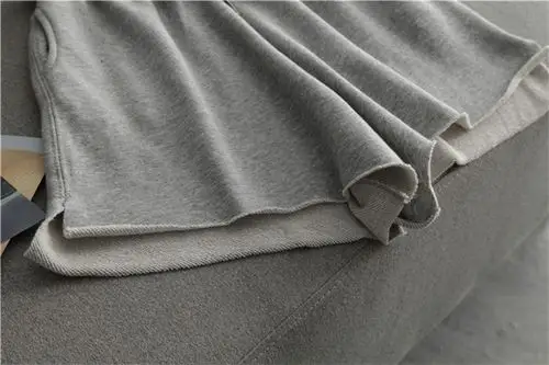 纯棉毛圈松紧腰宽松阔腿裤 毛边百搭显瘦高腰休闲沙滩纯色短裤女