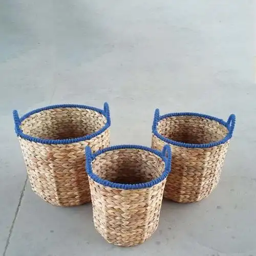 手工草编收纳筐日用品收纳篮家居装饰整理收纳篮双耳水葫芦编织框